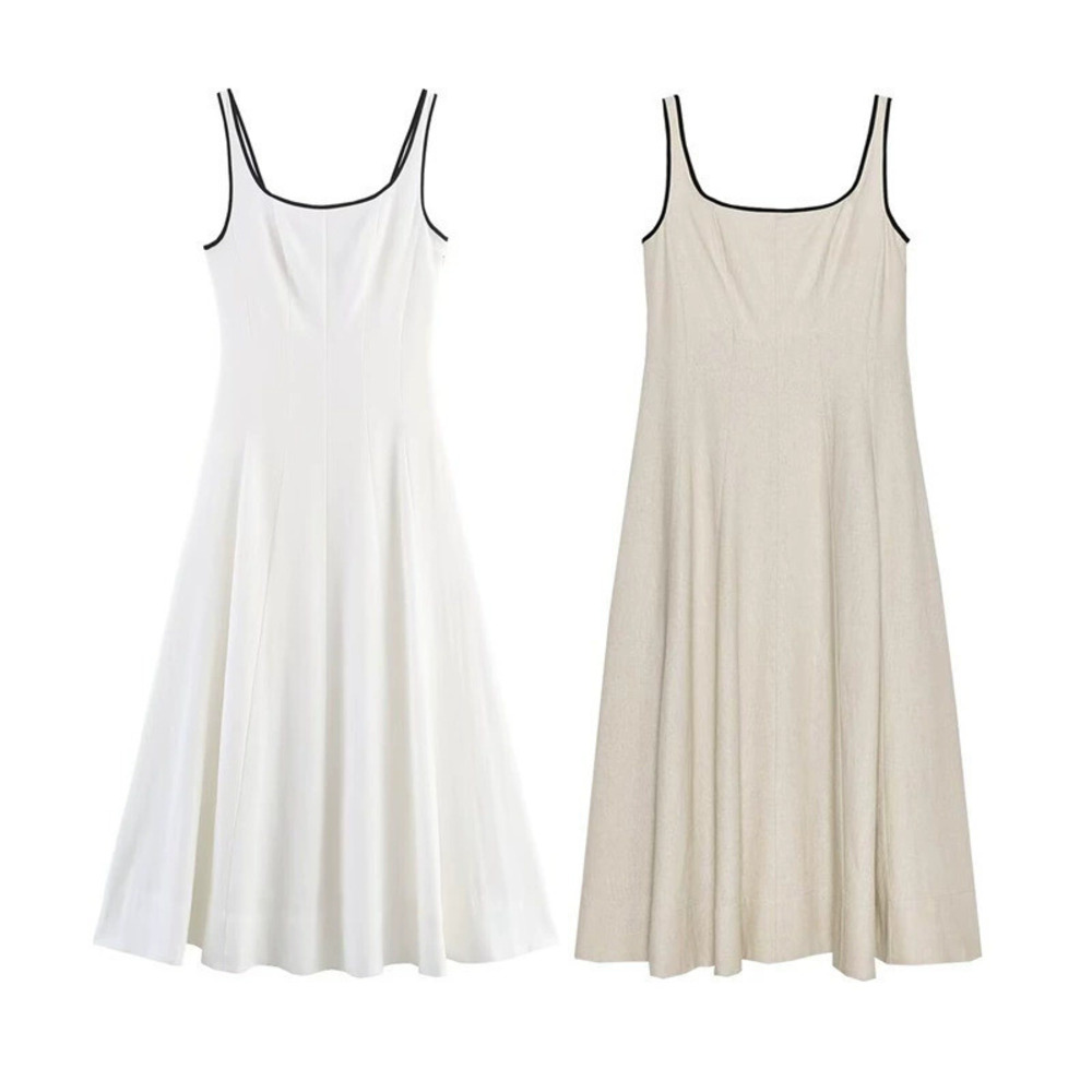 ZARA Colorblock Trim Midi Dress